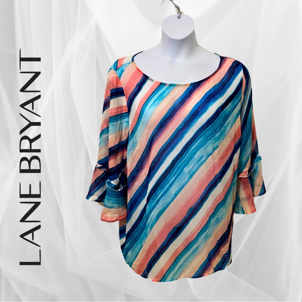 Lane Bryant Colorful 3/4 Sleeve Blouse